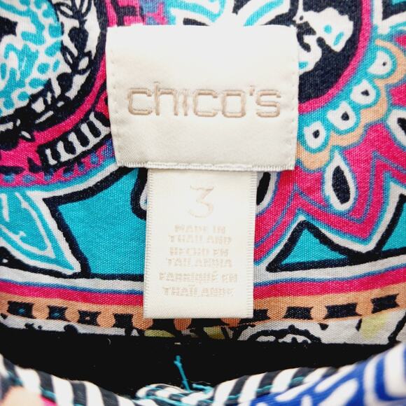 Blouse Size XL Pink Teal Stripe Resort Paisley Artcore Flamboyant Psychedelic - Picture 16 of 16